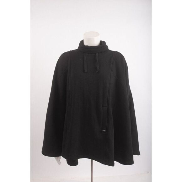 UGG Australia Womens Turtleneck Pullover Cape Poncho Black Sz US XS S Pockets - Picture 1 of 6